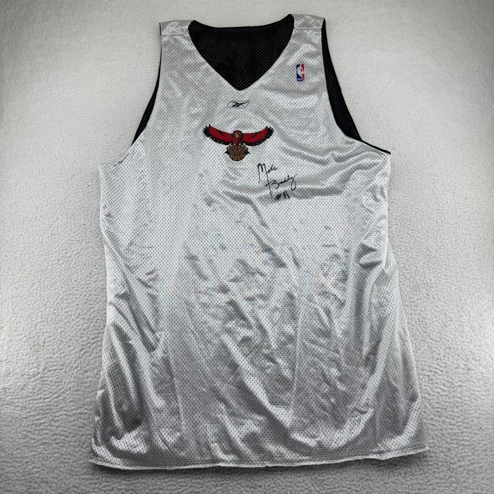 Reebok Atlanta Hawks Mike Bradley‎ Player Issued Reversible Practice Jersey AUTO